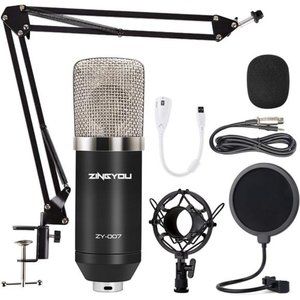Condenser Microphone ZY-007 Professional Cardioid Mic Bundle for Pc/Laptop